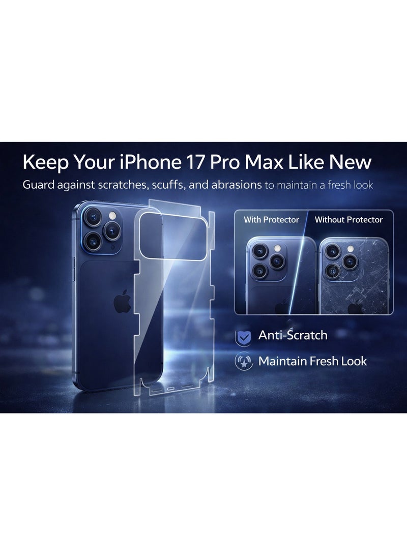 Back & Frame Protective Screen with Full Raised Camera Area Coverage for iPhone 17 Pro Max – High-Quality Protection Against Scratches and Scuffs with a Smooth Finish that Preserves the Phone’s Original Look - Image 1